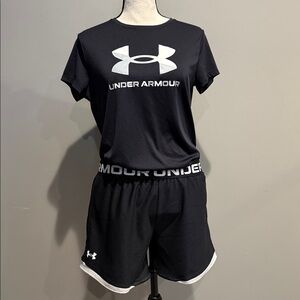 Under Armour Girls Black Athletic Shorts Set